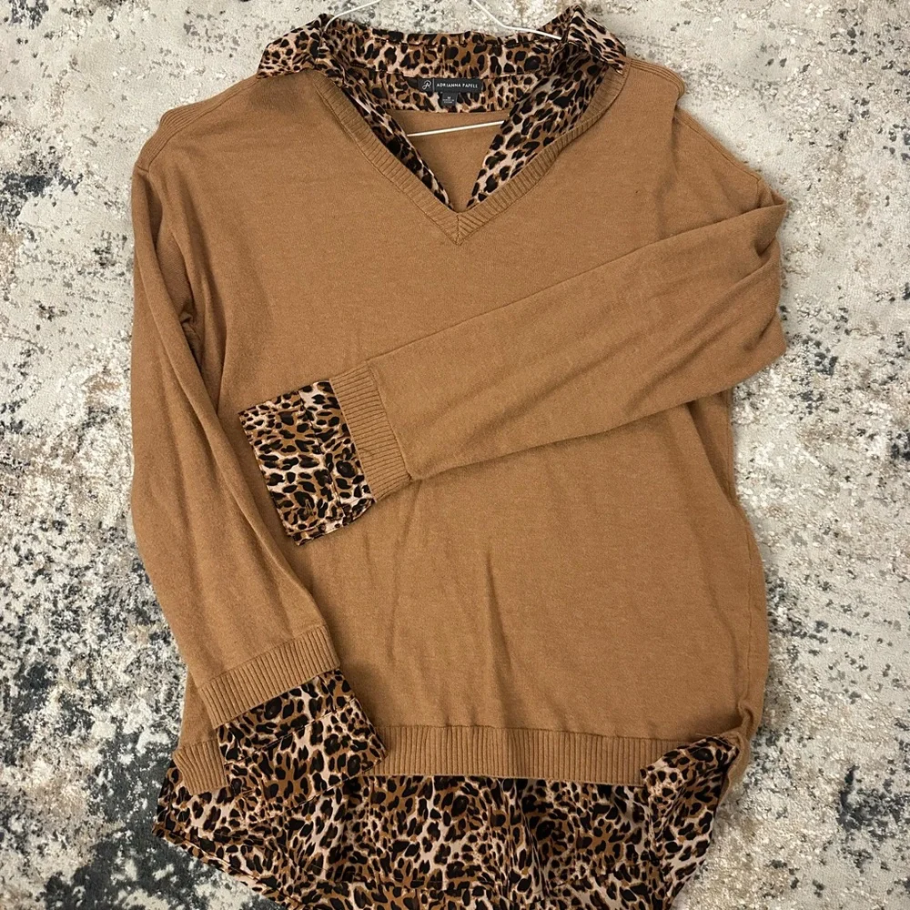 Adrianna Papell Sweater with Attached button down - Picture 2 of 3